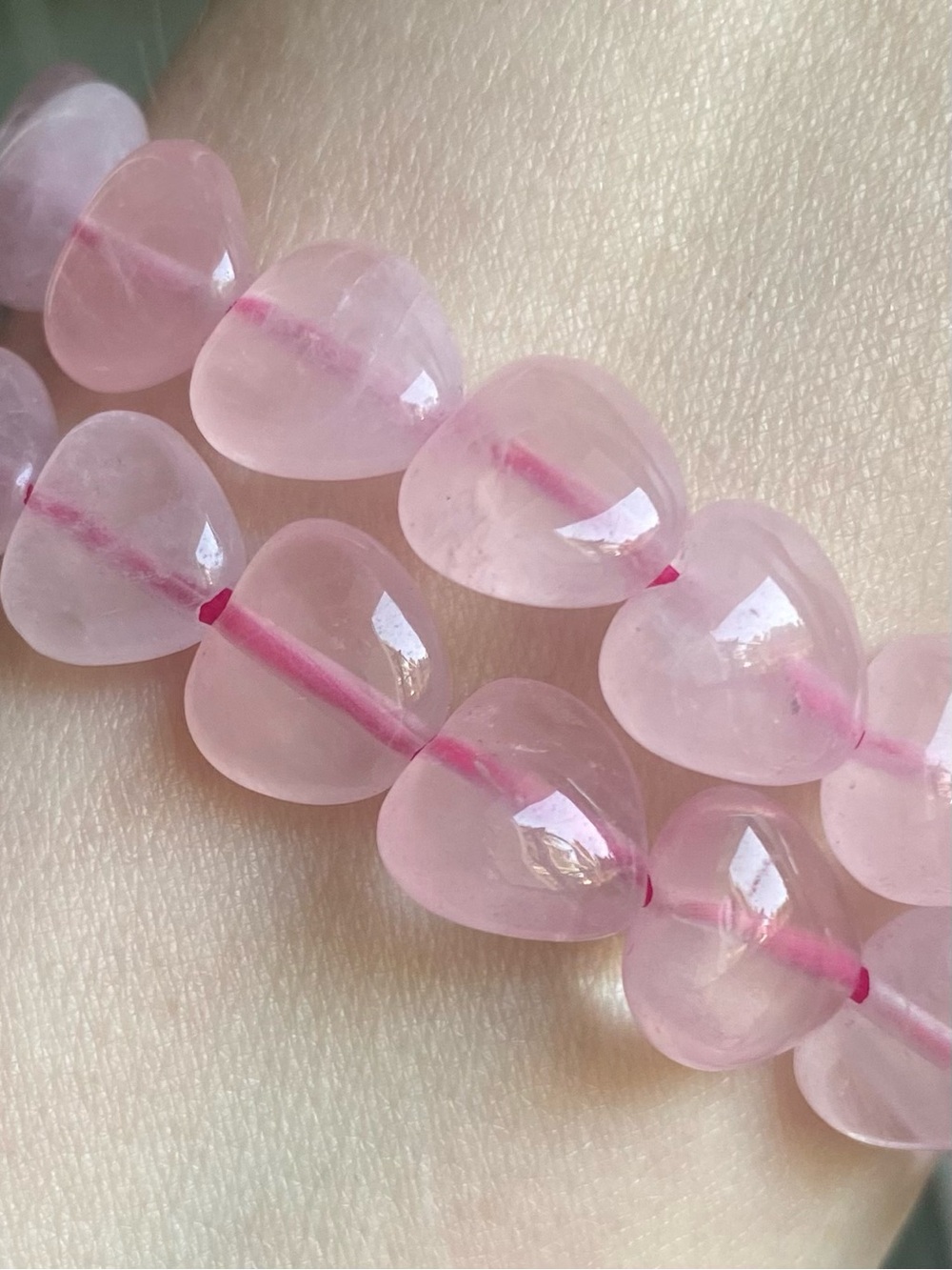 🌸 Rose Quartz Heart Beaded Stretch Bracelet 🌸